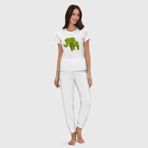 Женская пижама хлопок с принтом Зелёный слон, вид сбоку #3
