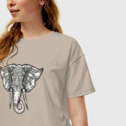 Женская футболка хлопок Oversize India elephant - фото 2