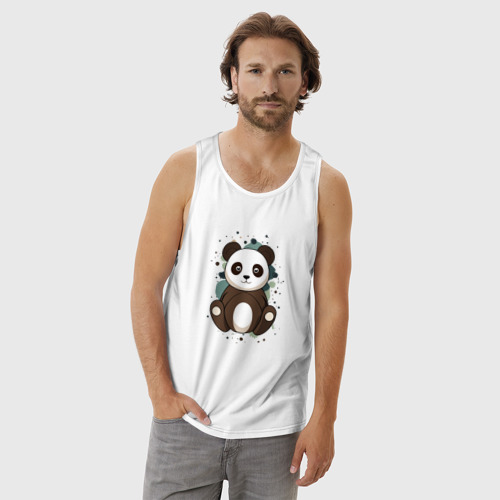 Мужская майка хлопок Странная панда, цвет белый - фото 3