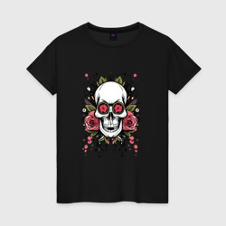 Мексиканский гламурный череп – Женская футболка хлопок с принтом купить со скидкой в -20%