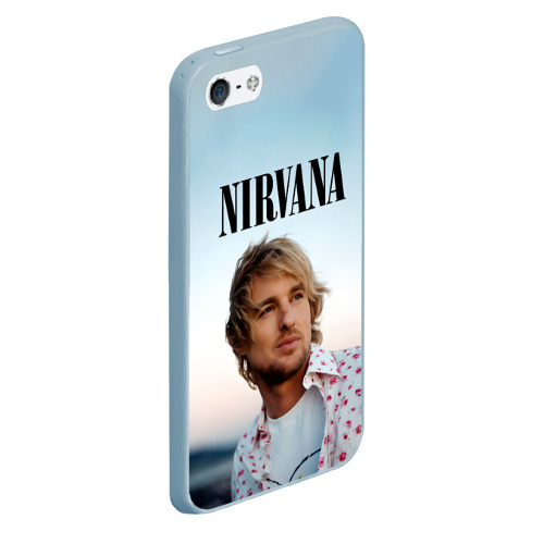 Чехол для iPhone 5/5S матовый Тру фанат Nirvana - Оуэн Уилсон, цвет голубой - фото 3