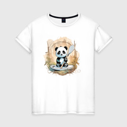 Женская футболка хлопок Панда сапсёрфер