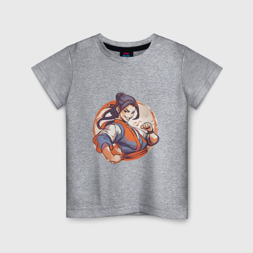 Детская футболка хлопок Девушка айкидо, цвет меланж