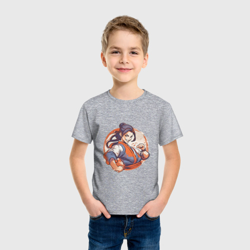 Детская футболка хлопок Девушка айкидо, цвет меланж - фото 3