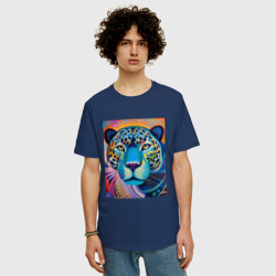 Мужская футболка хлопок Oversize Любопытный ягуар - фото 2