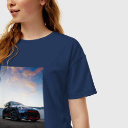 Женская футболка хлопок Oversize Авто на фоне неба - фото 2