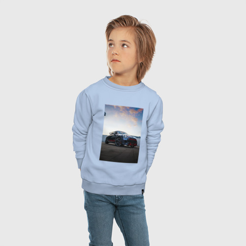 Детский свитшот хлопок Авто на фоне неба, цвет мягкое небо - фото 5