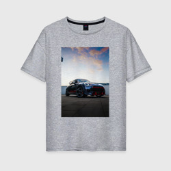 Женская футболка хлопок Oversize Авто на фоне неба