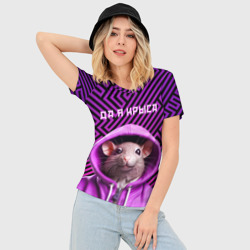 Женская футболка 3D Slim Крыса в толстовке - да я крыса - фото 2