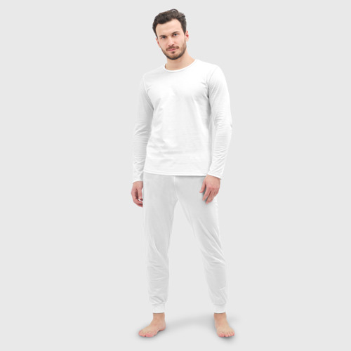 Мужская пижама с лонгсливом хлопок Надоело работать, иду в стартап, цвет белый - фото 3