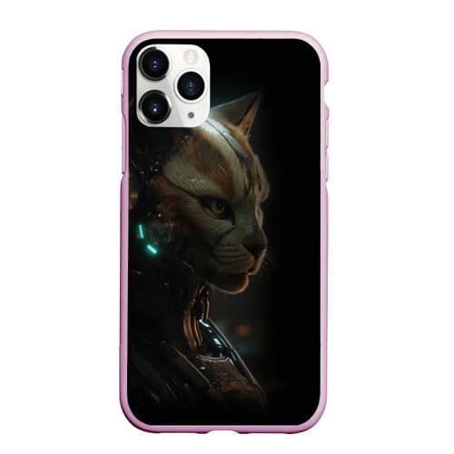 Чехол для iPhone 11 Pro Max матовый Cyber   cat, цвет розовый