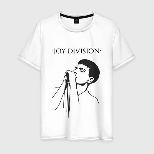 Мужская футболка из хлопка с принтом Йен Кёртис Joy Division, вид спереди №1