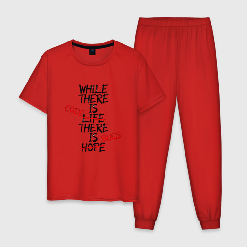 Мужская пижама хлопок Жизнь Надежда код баг, цвет красный