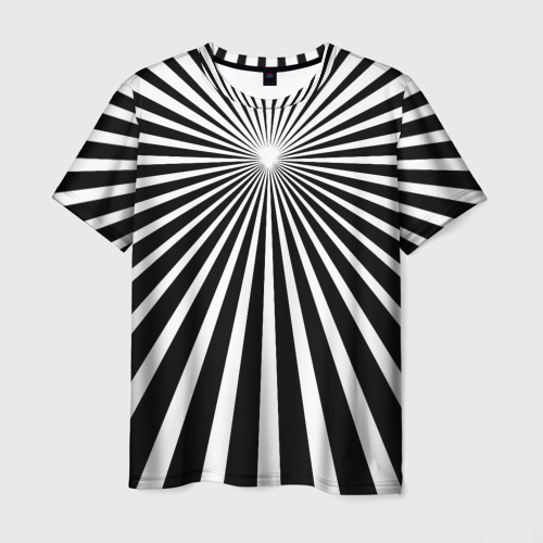 Мужская футболка 3D Черно-белая полосатая иллюзия, цвет 3D печать