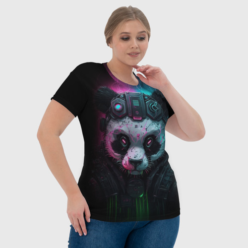 Женская футболка 3D с принтом Киберпанк   панда, фото #4