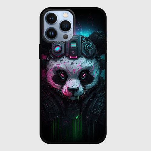 Чехол для iPhone 13 Pro Max с принтом Киберпанк   панда, вид спереди #2
