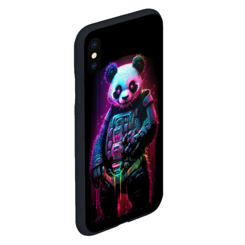 Чехол для iPhone XS Max матовый с принтом Киберпанк панда во весь рост, вид сбоку #3