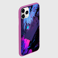 Чехол для iPhone 11 Pro матовый Сатору Годжо - Магическая битва - неон - фото 2