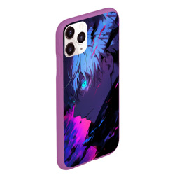 Чехол для iPhone 11 Pro Max матовый Сатору Годжо - Магическая битва - неон - фото 2