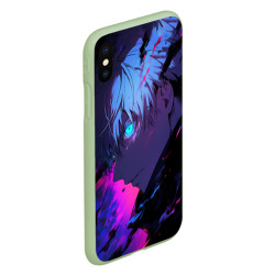 Чехол для iPhone XS Max матовый Сатору Годжо - Магическая битва - неон - фото 2