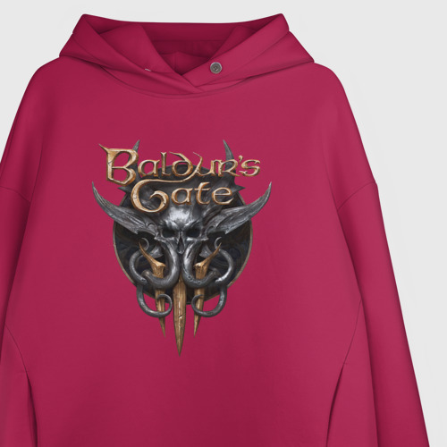 Женское худи Oversize хлопок Baldur's Gate 3 - logotype, цвет маджента - фото 3