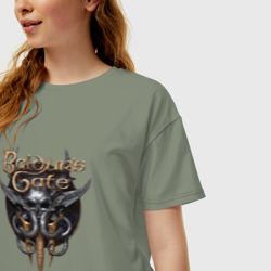 Женская футболка хлопок Oversize Baldur's Gate 3 - logotype - фото 2