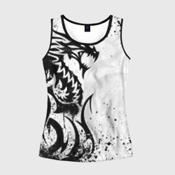 Женская майка 3D Черно - белый дракон