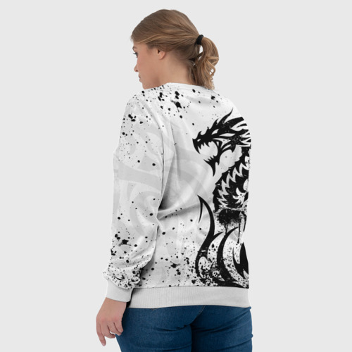 Женский свитшот 3D Черно - белый дракон, цвет 3D печать - фото 7