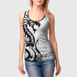 Женская майка 3D Черно - белый дракон - фото 2