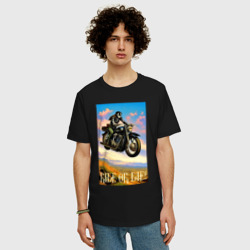 Мужская футболка хлопок Oversize Ride or die - crazy racer - neural network - фото 2