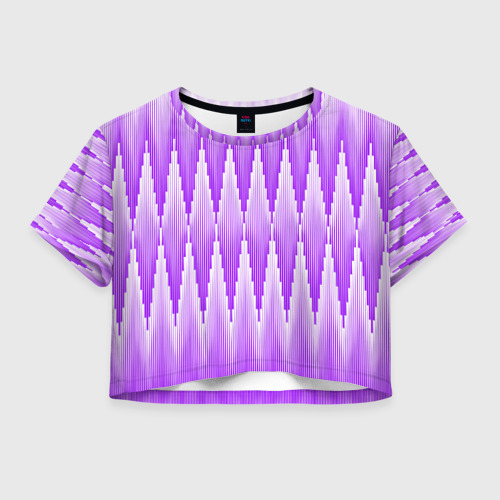 Женская футболка Crop-top 3D Узкие сиреневые ромбы, цвет 3D печать