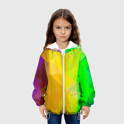 Детская куртка 3D Жёлто-зелёная геометрия, цвет белый - фото 4