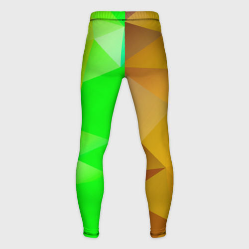 Мужские тайтсы 3D с принтом Жёлто-зелёная геометрия, вид сзади #1