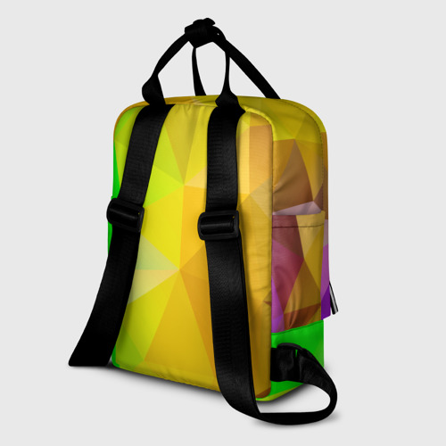 Женский рюкзак 3D с принтом Жёлто-зелёная геометрия, вид сзади #1