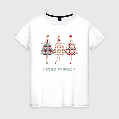 Женская футболка хлопок с принтом Ретро стиль, вид спереди #2