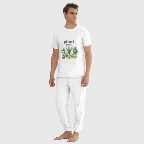 Мужская пижама хлопок Любовь к комнатным растениям и цветам, цвет белый - фото 5