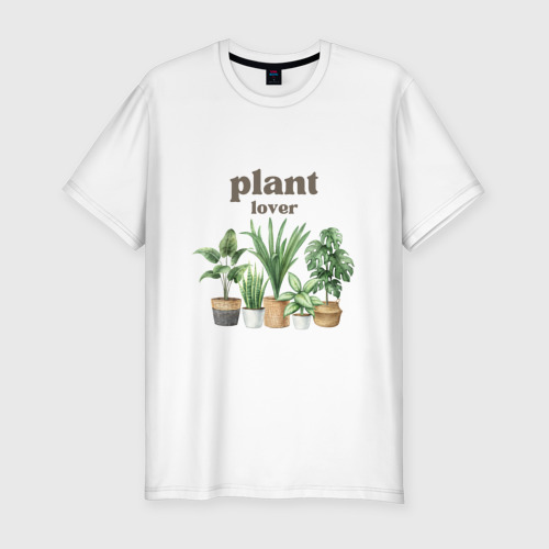 Мужская футболка хлопок Slim с принтом Любовь к комнатным растениям и цветам, вид спереди #2