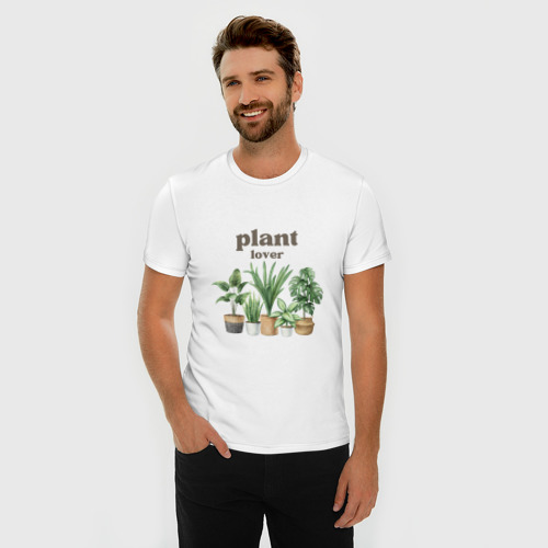 Мужская футболка хлопок Slim с принтом Любовь к комнатным растениям и цветам, фото на моделе #1