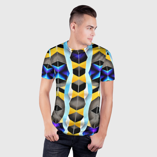 Мужская футболка 3D Slim Vanguard geometric pattern - neural network, цвет 3D печать - фото 3