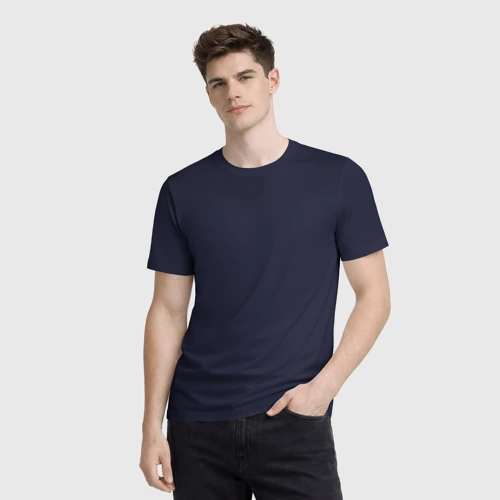 Мужская футболка 3D с принтом Сапфирово-синий однотонный, фото на моделе #1