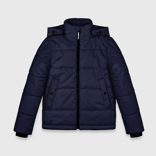 Зимняя куртка для мальчиков с принтом Сапфирово-синий однотонный, вид спереди №1