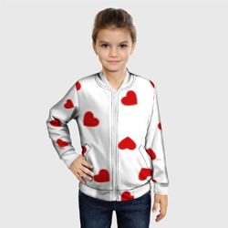 Детский бомбер 3D Красные сердечки на белом - фото 2