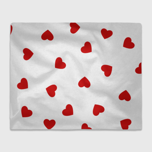 Плед 3D с принтом Красные сердечки на белом, вид спереди #2