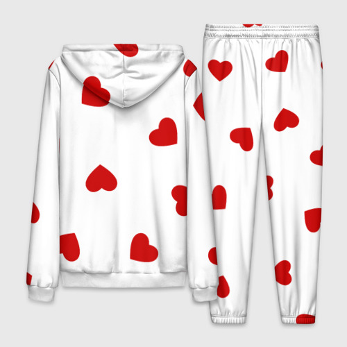 Мужской 3D костюм с принтом Красные сердечки на белом, вид сзади #1