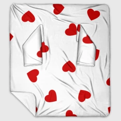 Плед с рукавами Красные сердечки на белом