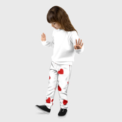 Детские брюки 3D Красные сердечки на белом - фото 2