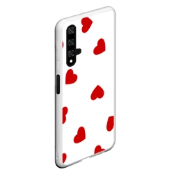 Чехол для Honor 20 Красные сердечки на белом - фото 2