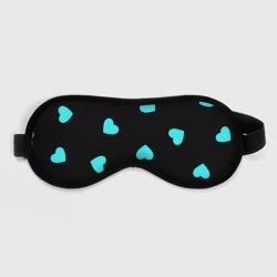 Маска для сна 3D С голубыми сердечками на черном