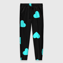 Женские брюки 3D С голубыми сердечками на черном