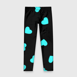 Детские леггинсы 3D С голубыми сердечками на черном